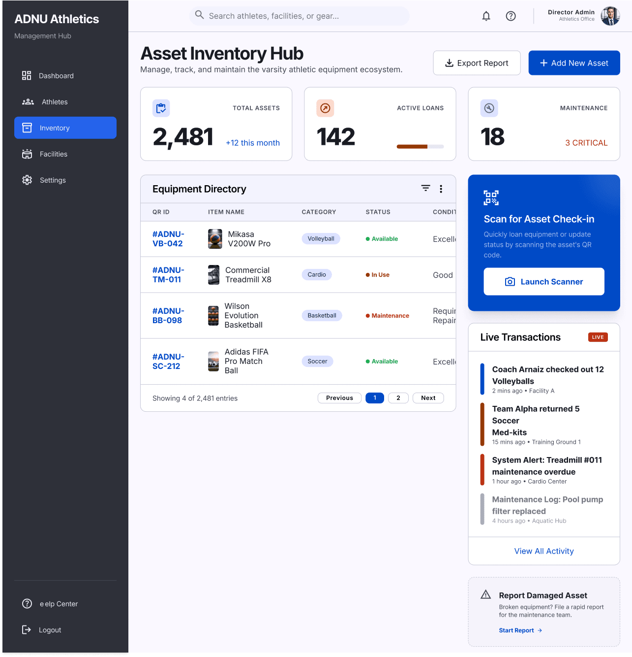 Inventory and Equipment Hub